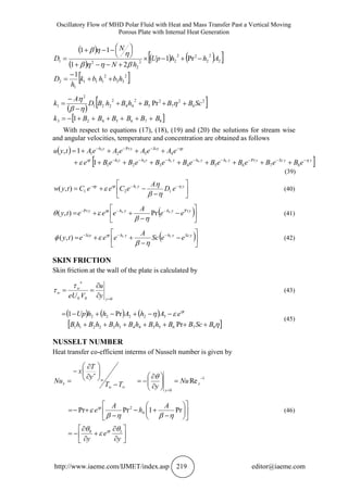 OSCILLATORY FLOW OF MHD POLAR FLUID WITH HEAT AND MASS TRANSFER PAST A ...