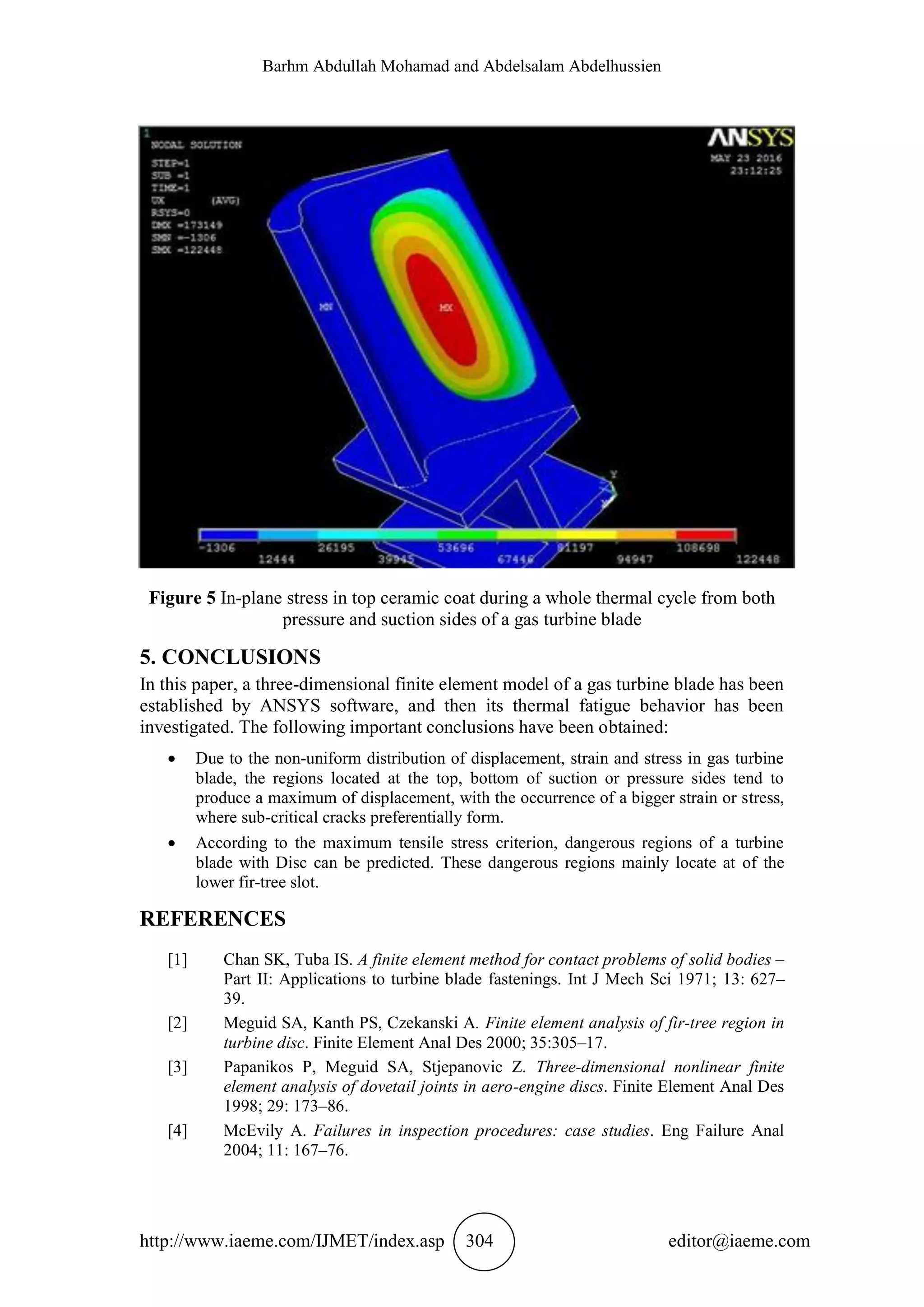 FAILURE ANALYSIS OF GAS TURBINE BLADE USING FINITE ELEMENT ANALYSIS | PDF