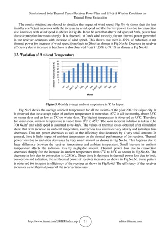 SIMULATION OF SOLAR THERMAL CENTRAL RECEIVER POWER PLANT AND EFFECT OF ...