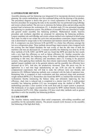 AN EXPERIMENTAL STUDY ON THE AUTOMOTIVE PRODUCTION LINE USING ASSEMBLY ...