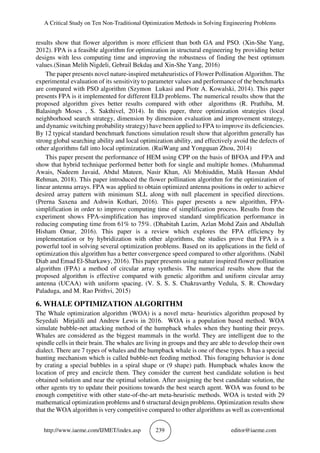 A CRITICAL STUDY ON TEN NONTRADITIONAL OPTIMIZATION METHODS IN SOLVING ...