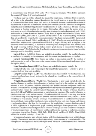 A CRITICAL REVIEW ON THE OPTIMIZATION METHODS IN SOLVING EXAM ...