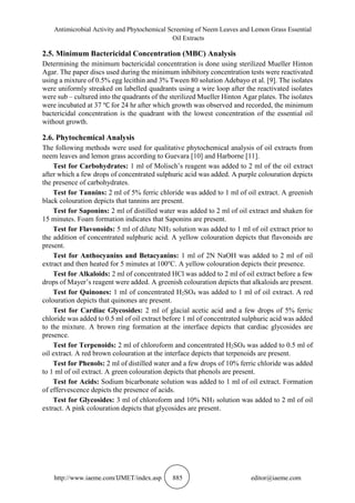 ANTIMICROBIAL ACTIVITY AND PHYTOCHEMICAL SCREENING OF NEEM LEAVES AND ...