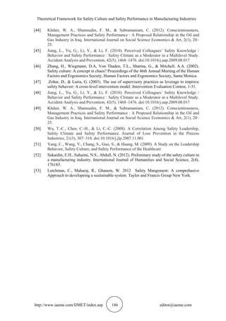 THEORETICAL FRAMEWORK FOR SAFETY CULTURE AND SAFETY PERFORMANCE IN ...