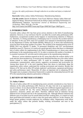 THEORETICAL FRAMEWORK FOR SAFETY CULTURE AND SAFETY PERFORMANCE IN ...