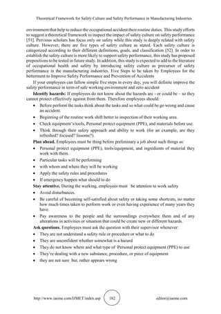 THEORETICAL FRAMEWORK FOR SAFETY CULTURE AND SAFETY PERFORMANCE IN ...