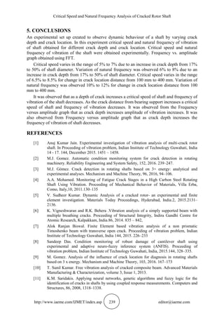 CRITICAL SPEED AND NATURAL FREQUENCY ANALYSIS OF CRACKED ROTOR SHAFT | PDF
