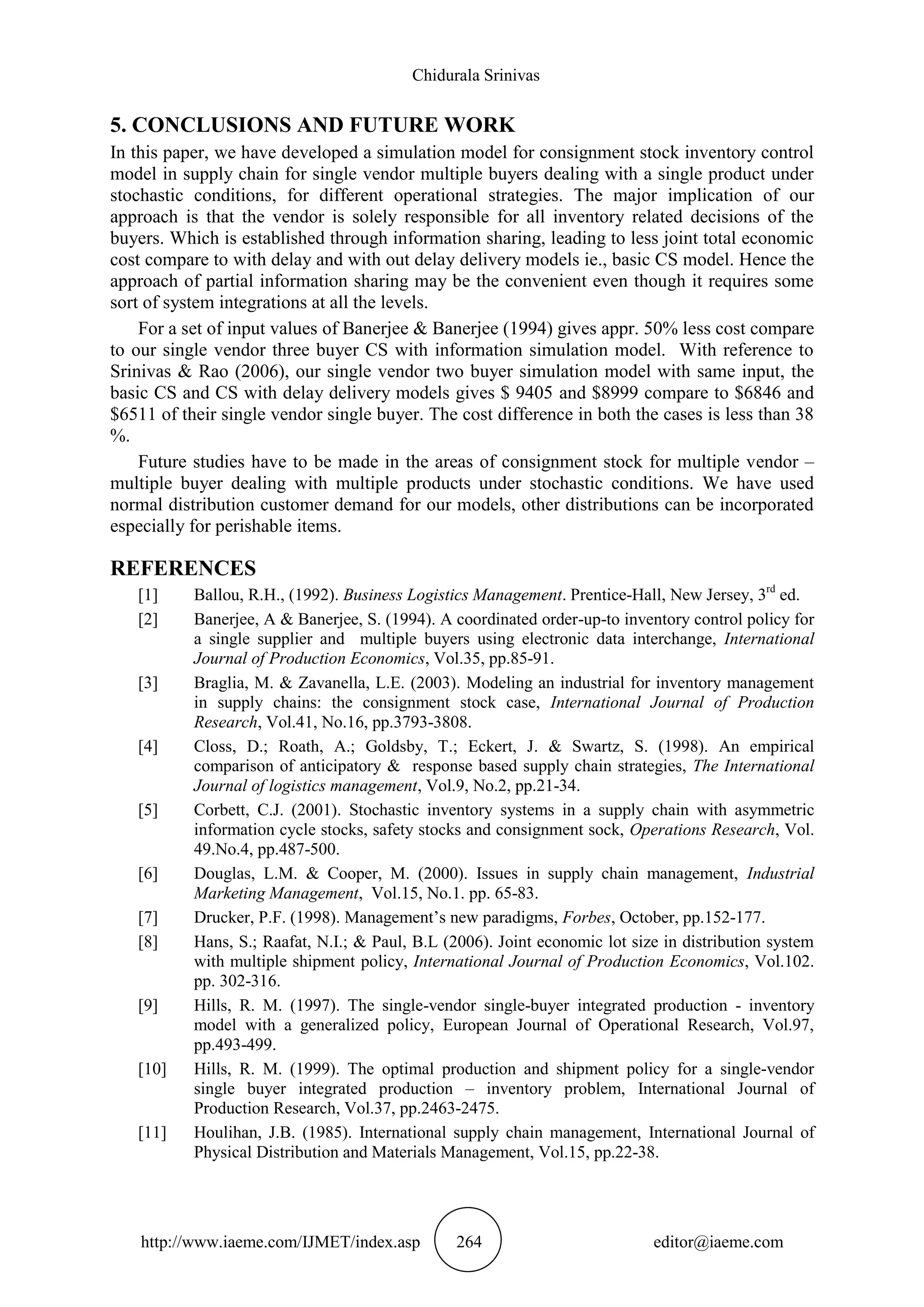 CONSIGNMENT INVENTORY SIMULATION MODEL FOR SINGLE VENDOR- MULTI BUYERS ...