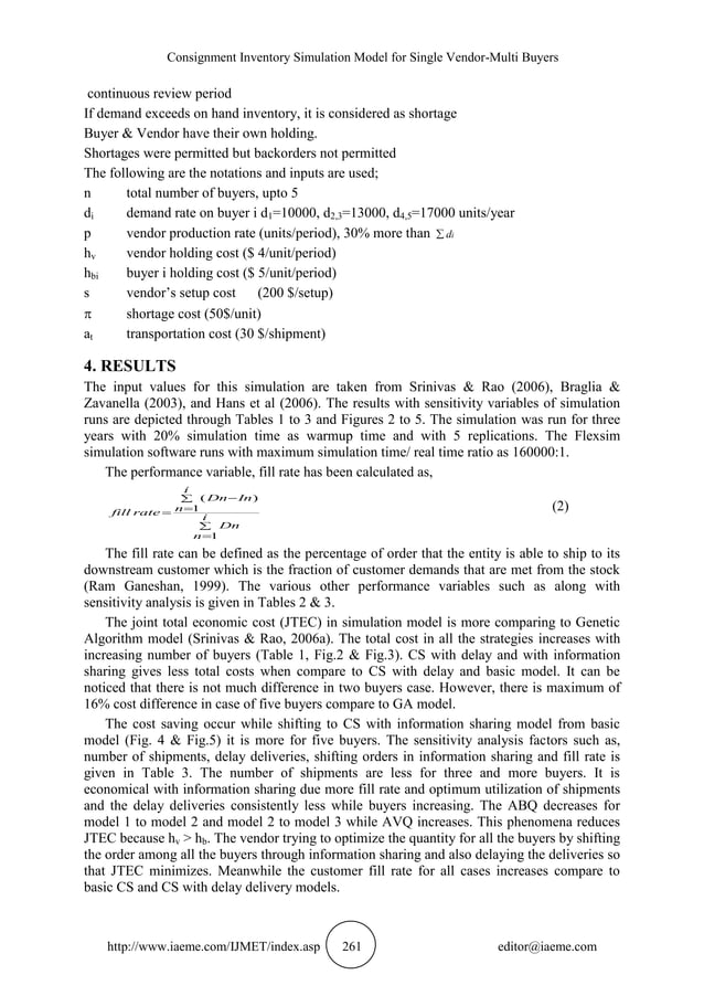 CONSIGNMENT INVENTORY SIMULATION MODEL FOR SINGLE VENDOR- MULTI BUYERS ...