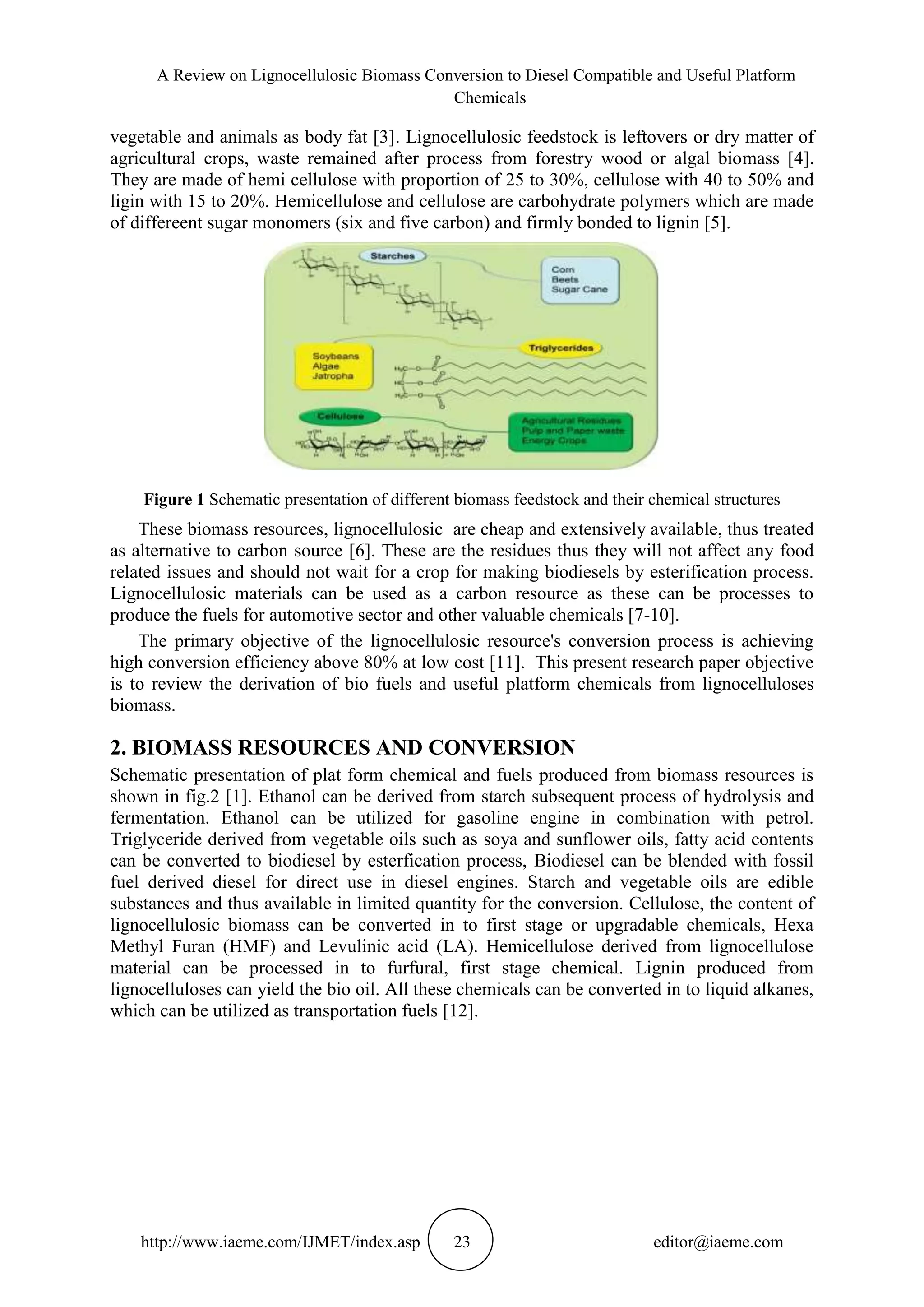 A REVIEW ON LIGNOCELLULOSIC BIOMASS CONVERSION TO DIESEL COMPATIBLE AND ...