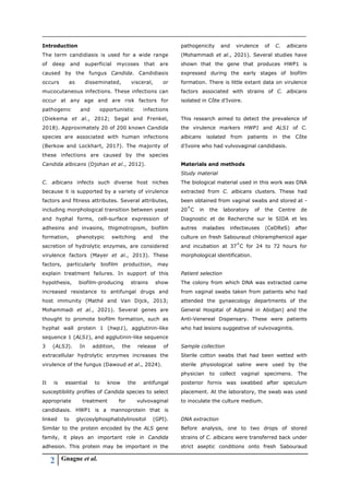 Prevalence of molecular markers of virulence in Candida albicans ...