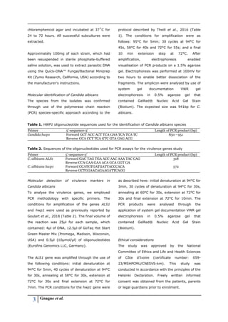Prevalence of molecular markers of virulence in Candida albicans ...