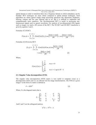 A DWT, DCT AND SVD BASED WATERMARKING TECHNIQUE TO PROTECT THE IMAGE ...