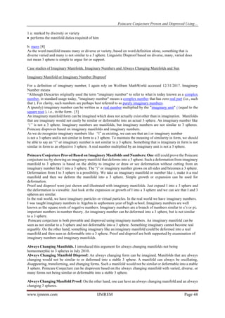 Poincare Conjecture Proven and Disproved Using Imaginary | PDF