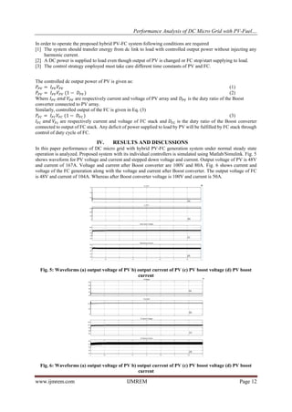 Performance Analysis of DC Micro Grid with PV-Fuel Cell Hybrid ...