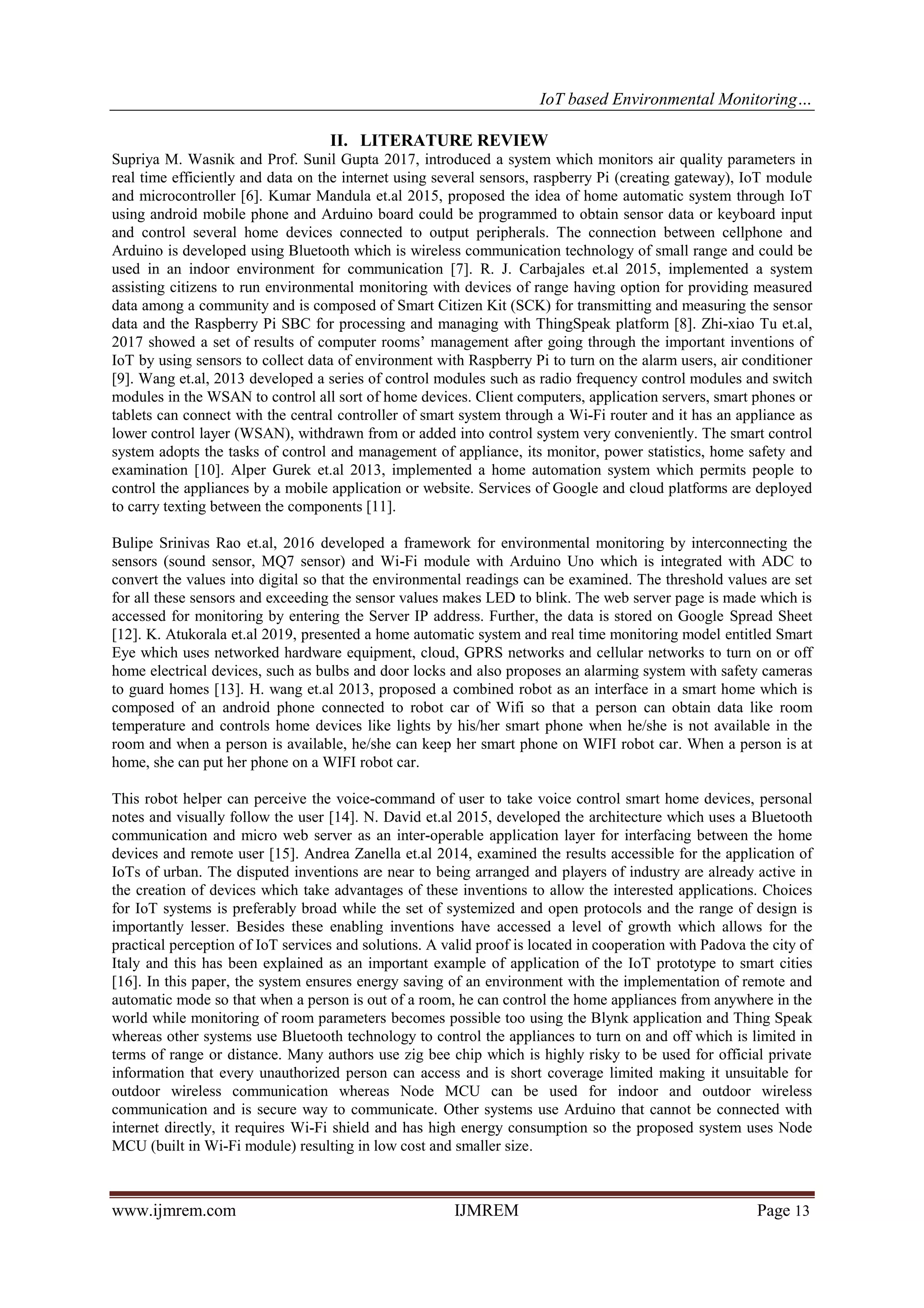 IoT based Environmental Monitoring and Control System | PDF