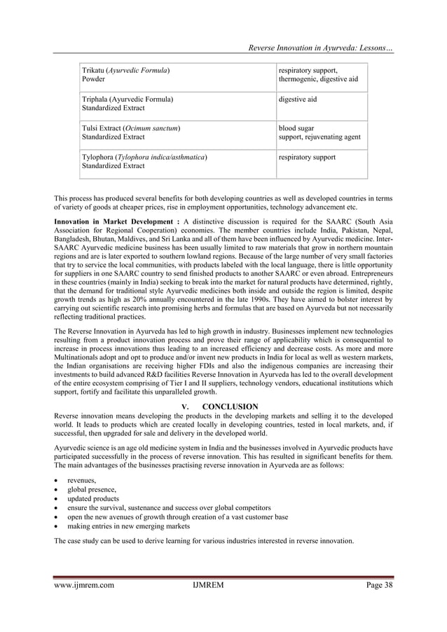 Reverse Innovation in Ayurveda Lessons to Learn PDF