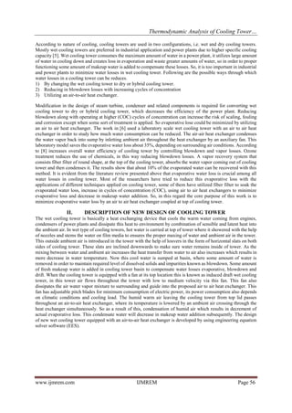 Thermodynamic Analysis of Cooling Tower with Air to Air Heat Exchanger ...