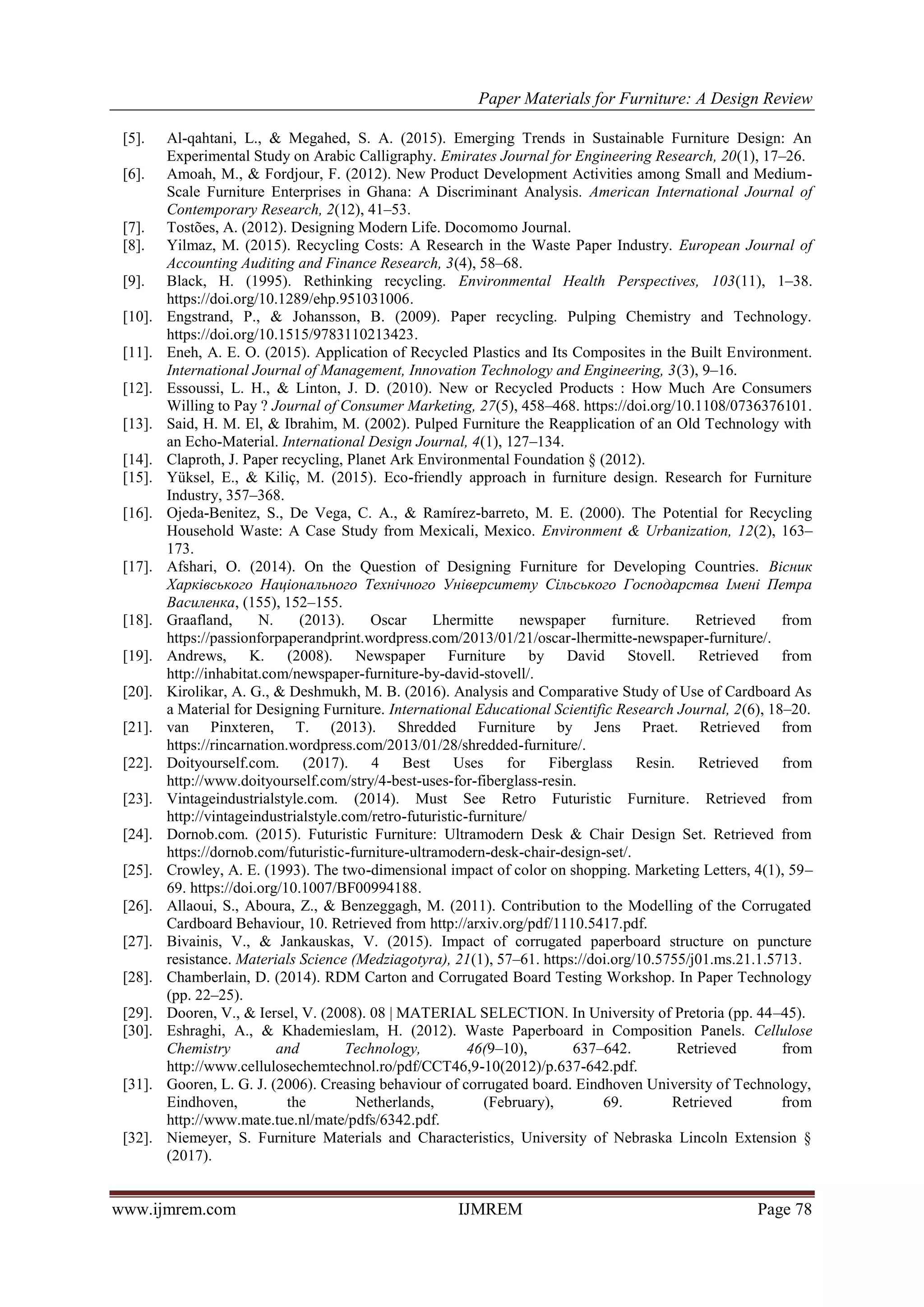 Paper Materials for Furniture: A Design Review | PDF