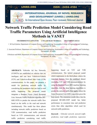 Network Traffic Prediction Model Considering Road Traffic Parameters ...