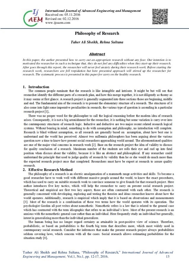 Philosophical research example picture