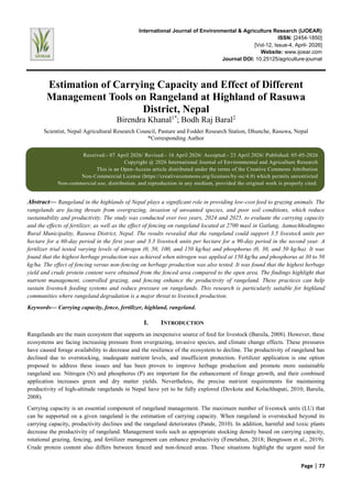Estimation of Carrying Capacity and Management Effects on Nepal ...