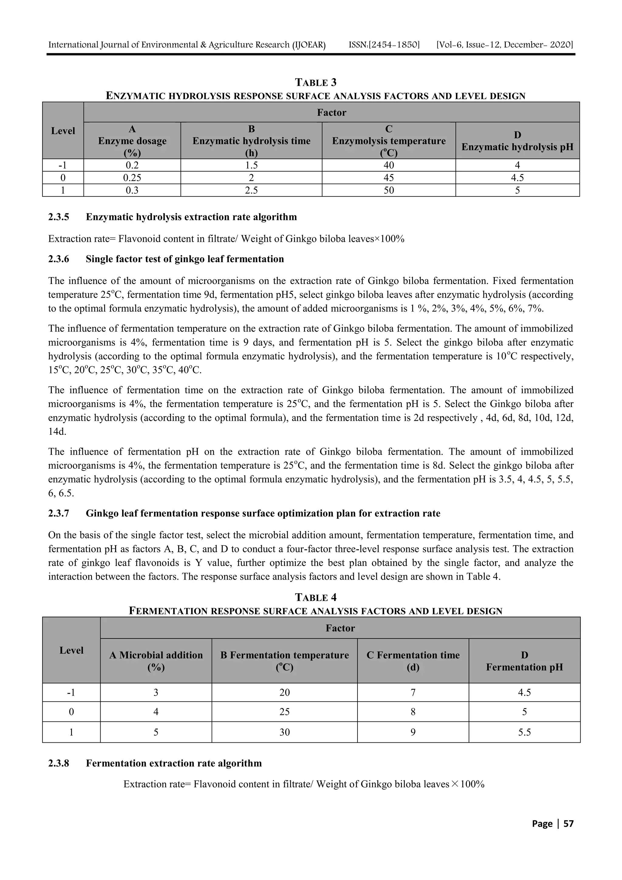 Study on the Extraction Technology of Ginkgo Biloba Leaf Extract by Enzymolysis Combined with Fermentation