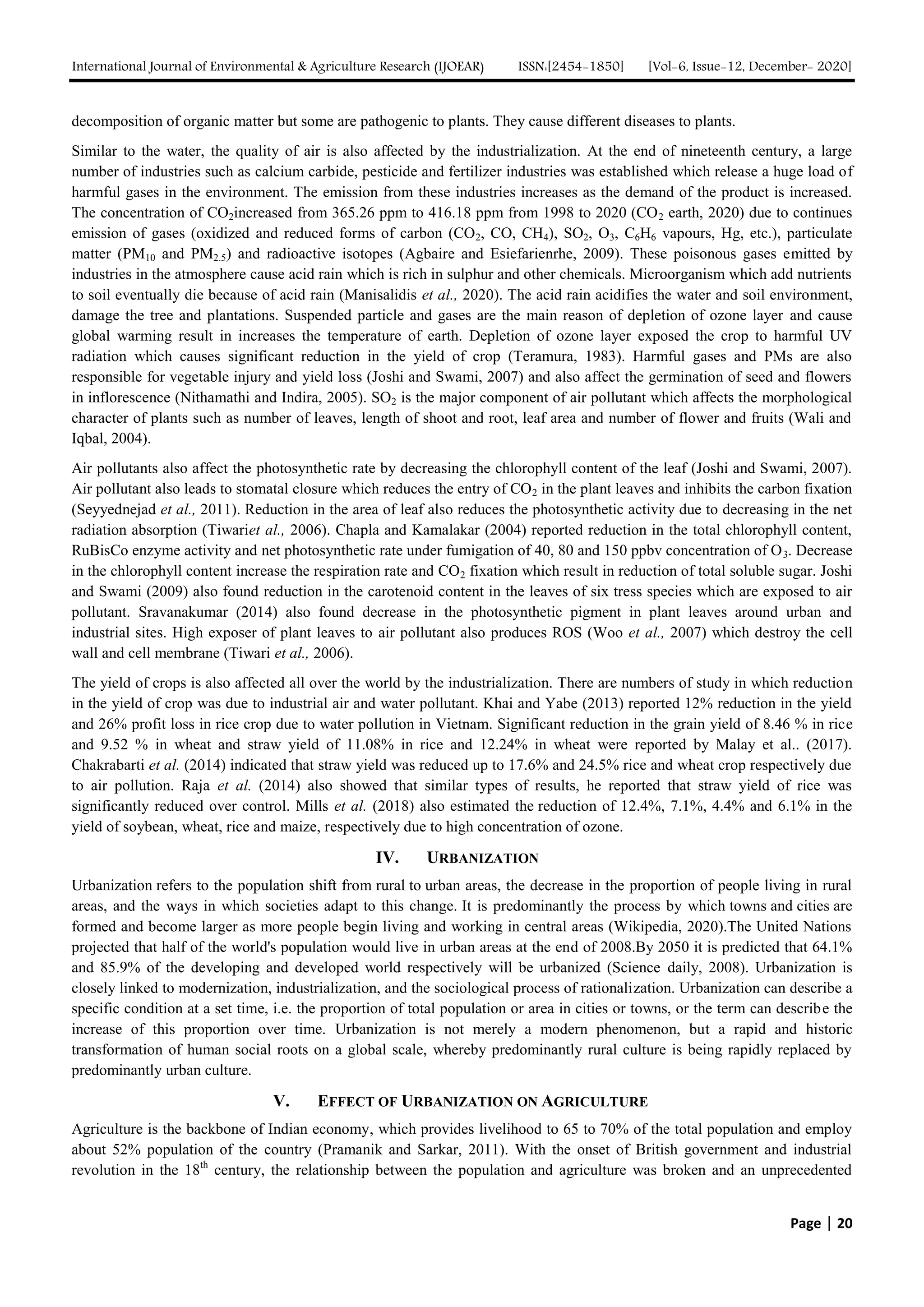 Effect of Industrialization and Urbanization on Agriculture | PDF