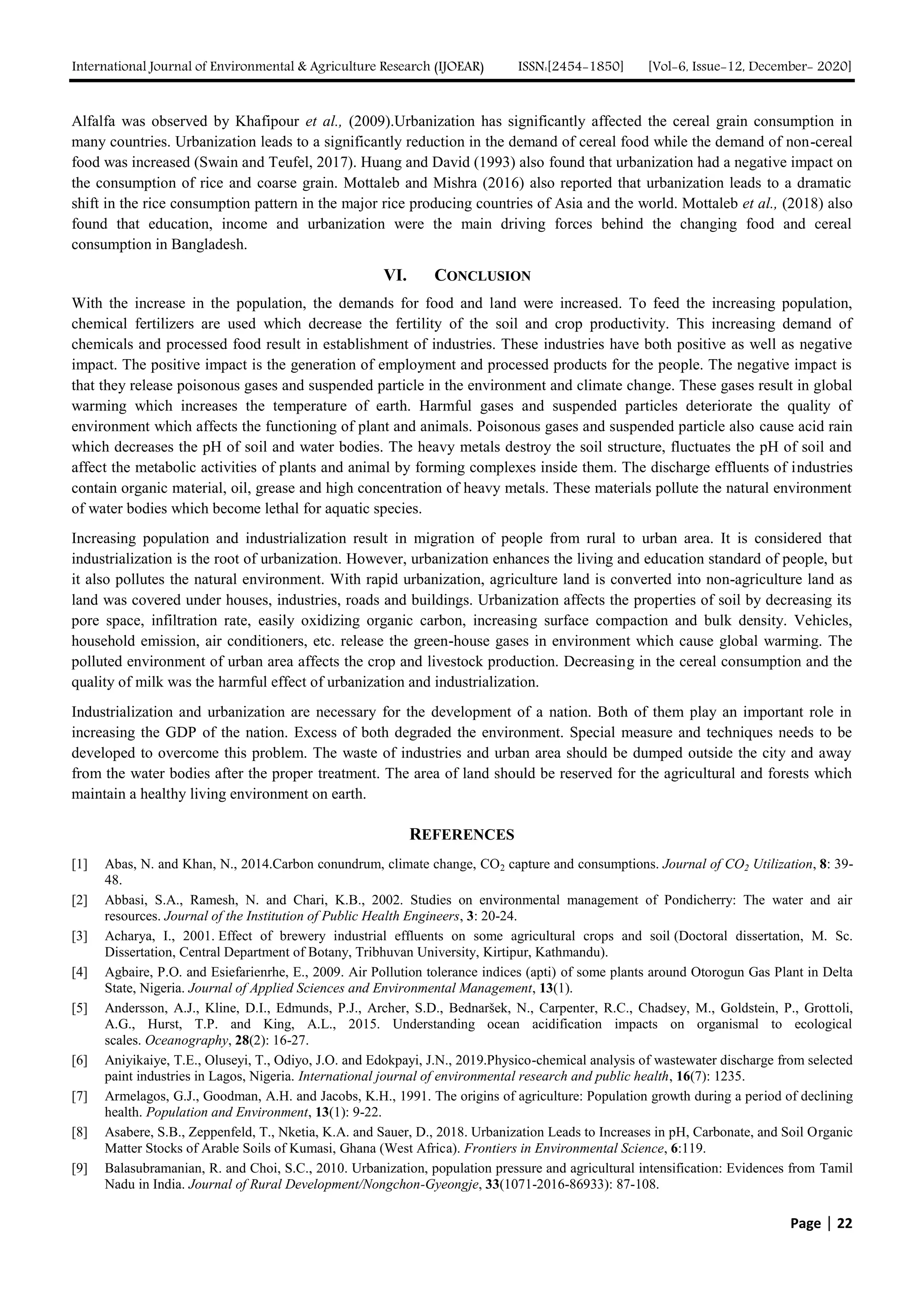 Effect of Industrialization and Urbanization on Agriculture | PDF