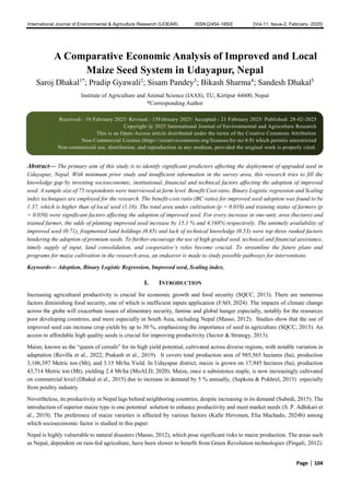 A Comparative Economic Analysis of Improved and Local Maize Seed System ...