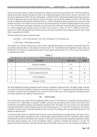 A Comparative Economic Analysis of Improved and Local Maize Seed System ...