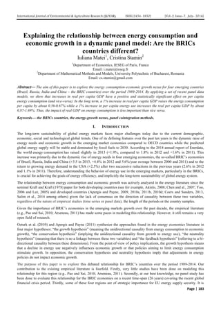 Explaining the relationship between energy consumption and economic ...
