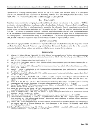 Long term effect of integrated nutrient management on soil properties ...