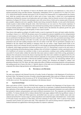 The Effects of Different Seed Priming Chemicals on Germination and ...