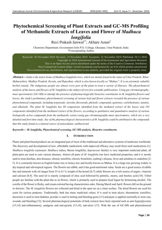 Phytochemical Screening of Plant Extracts and GC-MS Profiling of ...