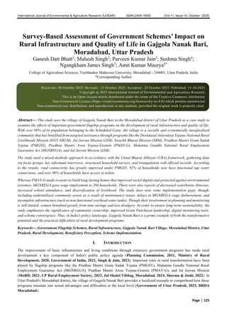 Sbm Rural Survey-Based Assessment of Government Schemes’ Impact on Rural ...