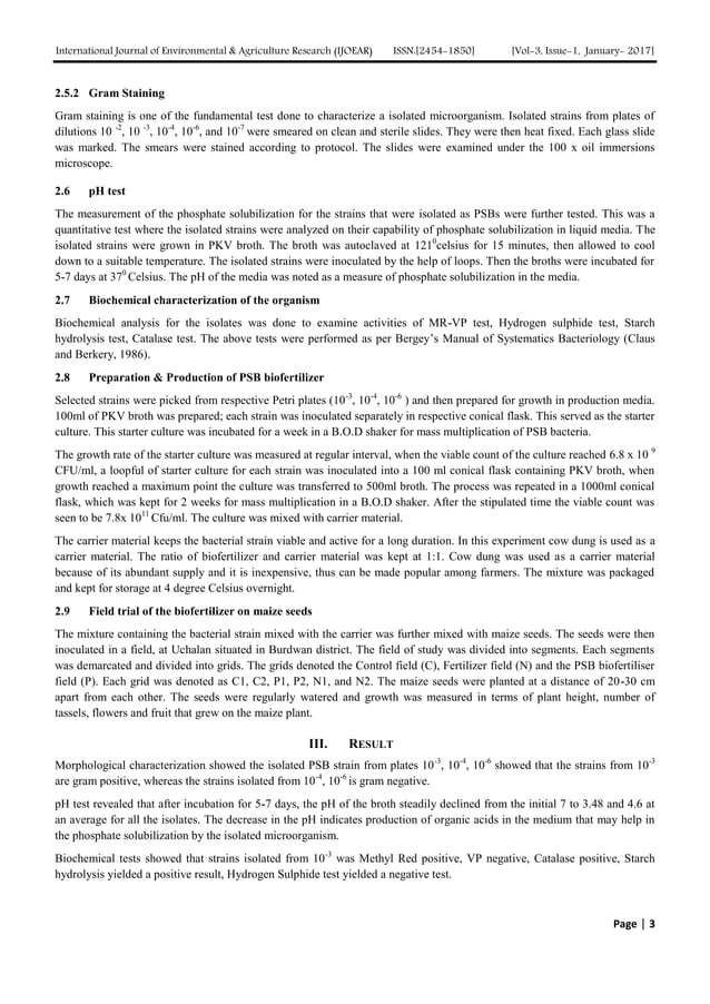 Production and Application of Phosphate Solubilizing Bacteria as
