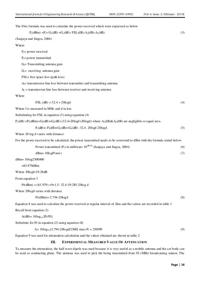 Determination Of Radio Frequency Attenuation Signals Of