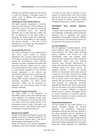 Nanotechnology based Oral Delivery of Insulin – A Retrospect | PDF