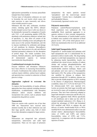 Nanotechnology based Oral Delivery of Insulin – A Retrospect | PDF