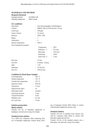 Analytical method development and validation for residual solvent of ...