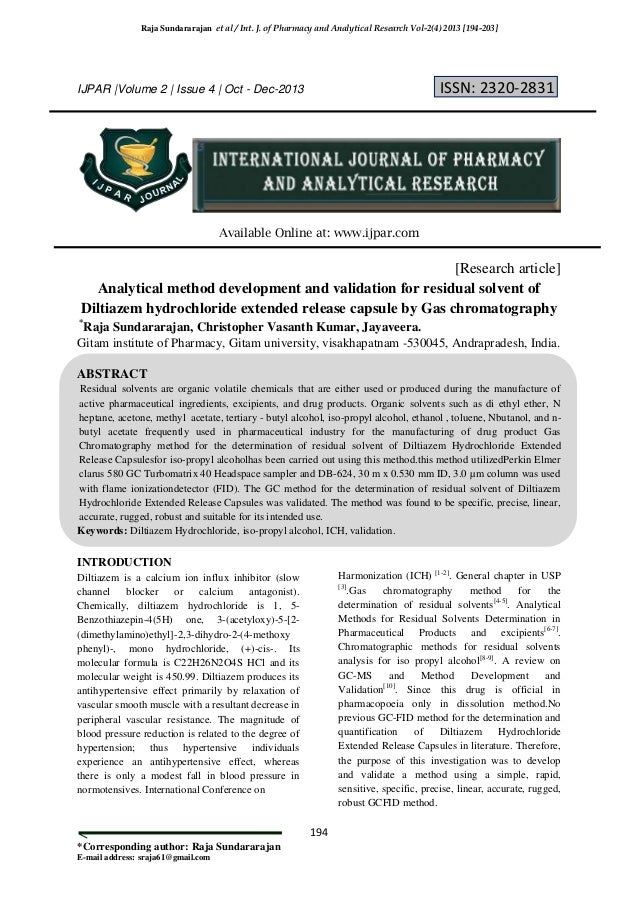 Phd thesis analytical method development validation