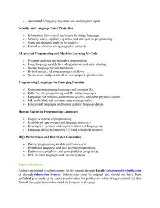 International Journal of Programming Languages and Applications ...