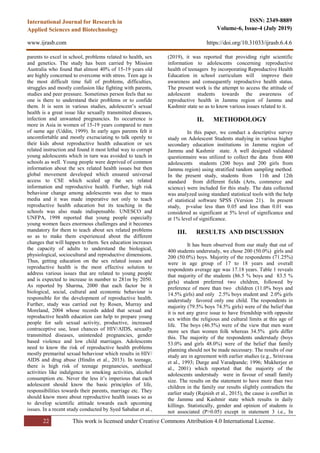 A Study on Assessment of Knowledge of Reproductive Health Education ...