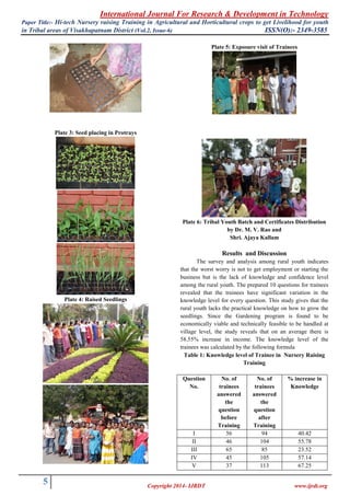 International Journal For Research & Development in Technology
Paper Title:- Hi-tech Nursery raising Training in Agricultu...
