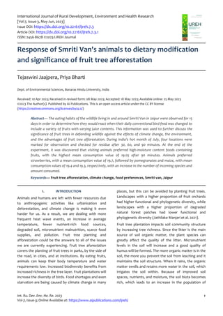 Response of Smriti Van's animals to dietary modification and significance of fruit tree afforestation