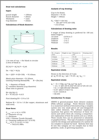 SIMULATION OF DEEP DRAWING DIE FOR OPTIMIZED DIE RADIUS USING FEM ...