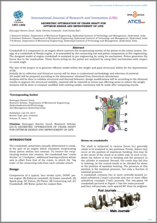 GEOMETRIC OPTIMIZATION OF CRANK SHAFT FOR OPTIMUM DESIGN AND ...
