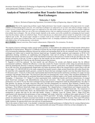 Analysis of Natural Convention Heat Transfer Enhancement in Finned Tube ...