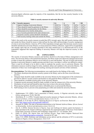 Security and Crime Management in University Libraries in Nigeria | PDF